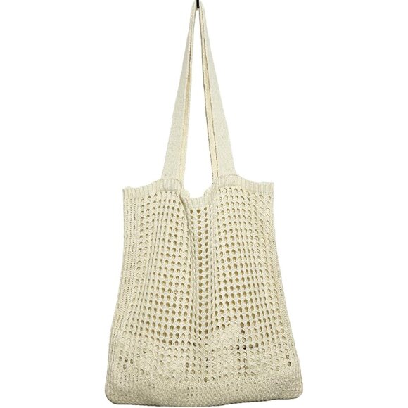 Women's Beige Shoulder Shopping Handbag Casual Travel Totes Fold Able Bags - Picture 1 of 7